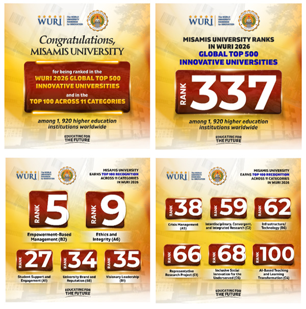 Misamis University Earns Global Recognition in WURI 2026 Rankings