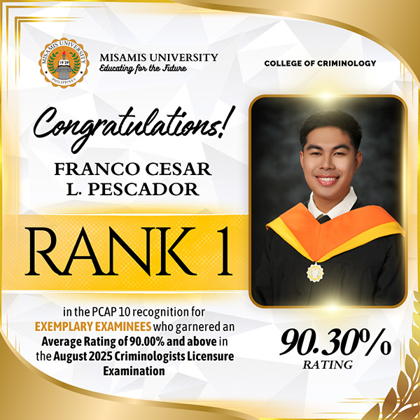 Misamis University Once Again Proves Its Excellence in Criminology Education!
