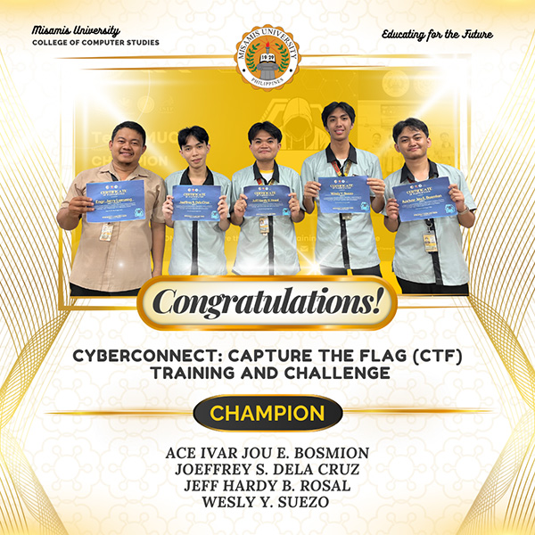 Misamis University's College of Computer Studies Triumphs at CyberCONNECT: Capture the Flag Challenge