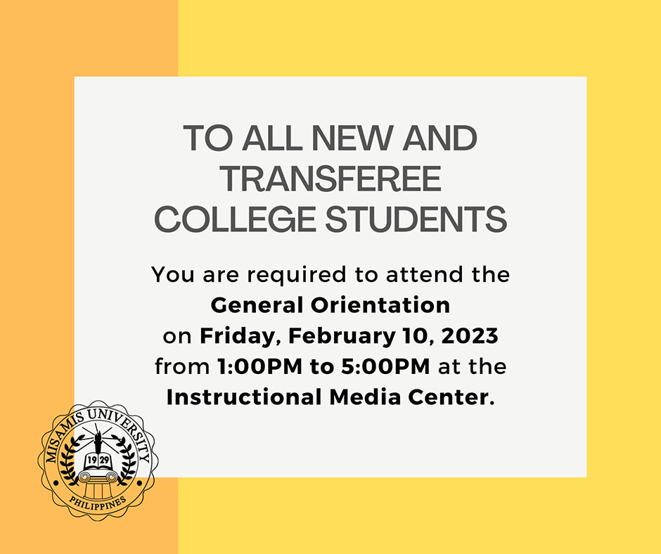 To all New and Tranferee College Students