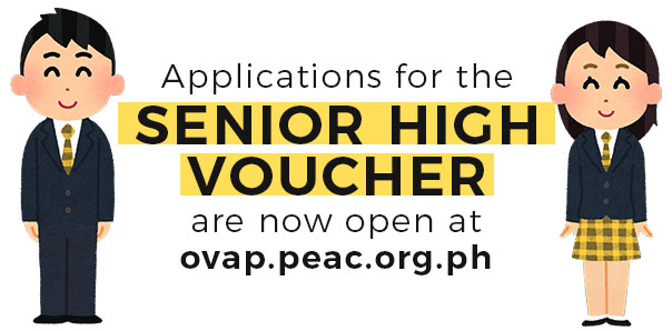 Applications for the Senior High Voucher are now open at ovap.peac.org.ph