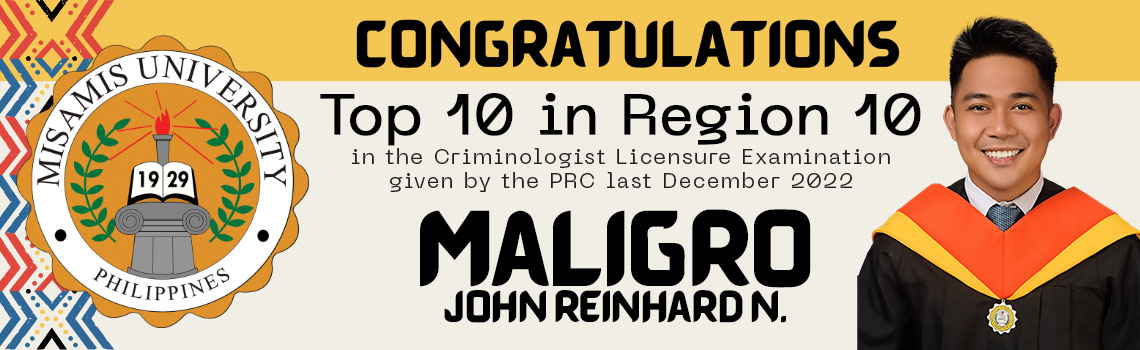 Criminology Board passer top 10 in region 10 - John Reinhard N. Malegro